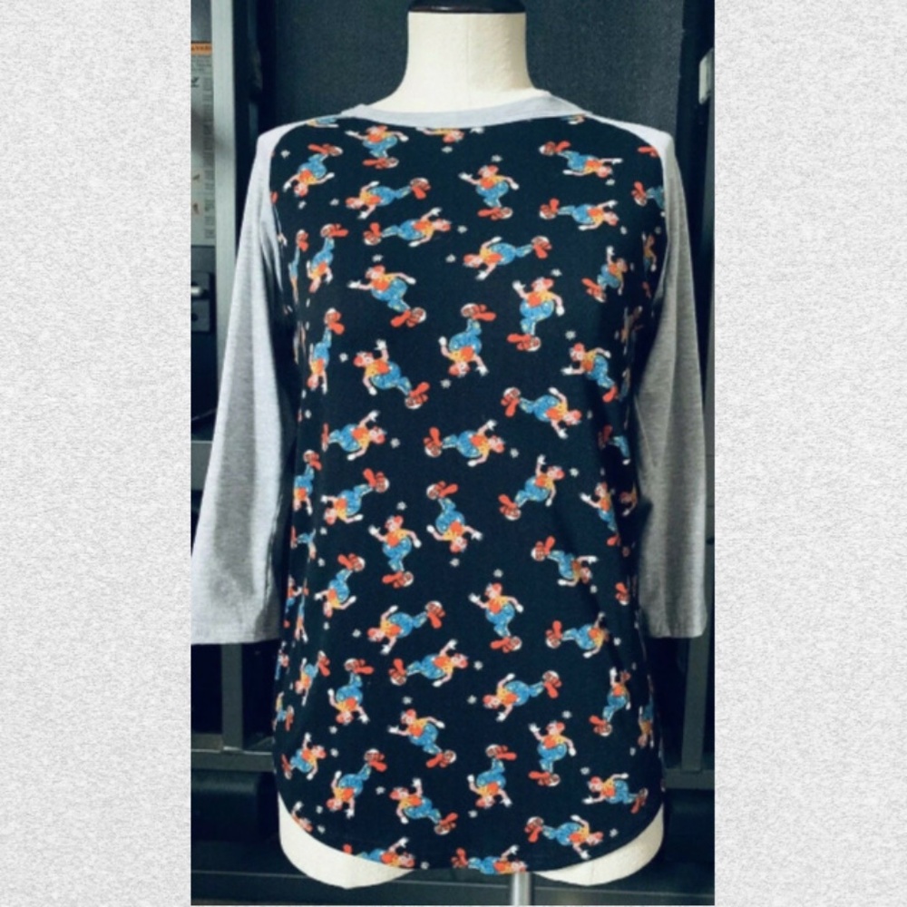 Lularoe XS Clown Randy Shirt Baseball Raglan Top